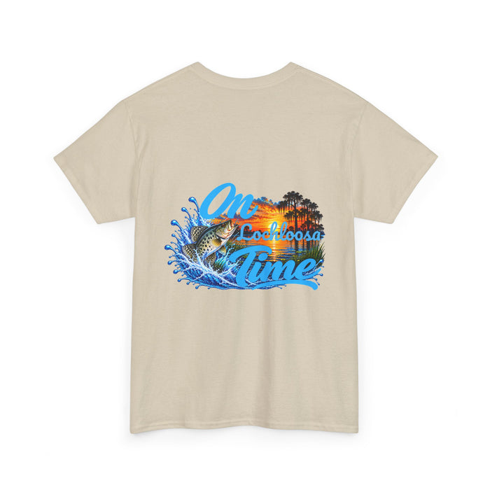 T-Shirt — “On [ Your Lake ] Time” Personalized Sunset Crappie (Back Design)