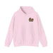 On Lochloosa Time hoodie, front view with small chest logo, in Light Pink