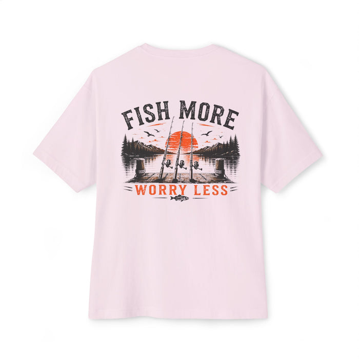 Fishing Graphic Tee — "Fish More Worry Less" Outdoorsy Casual Shirt