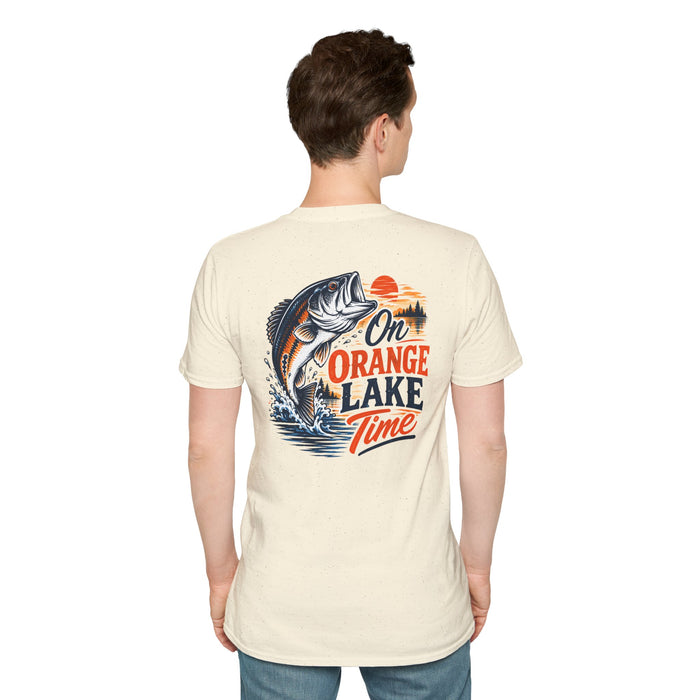 Lake Fishing T-Shirt — "On Orange Lake Time" Graphic Tee
