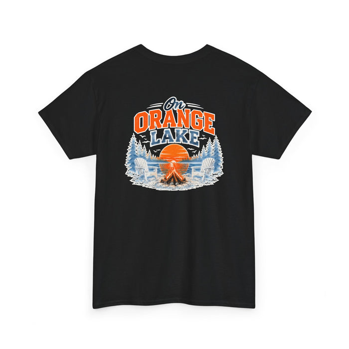 Lakefront Camping T-Shirt — "On Orange Lake" Vintage Sunset Tee
