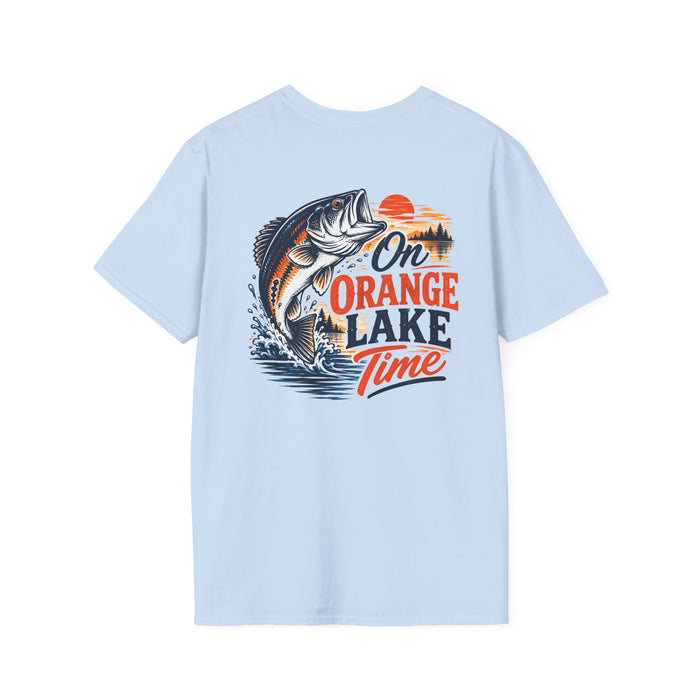 Lake Fishing T-Shirt — "On Orange Lake Time" Graphic Tee