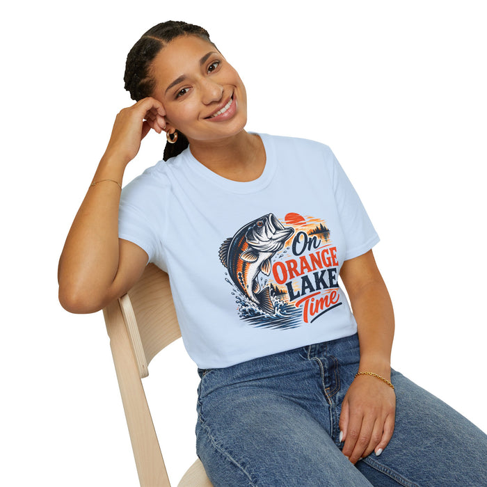 Fishing T-Shirt — "On Orange Lake Time" Bass Graphic Tee