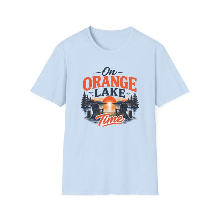 On Orange Lake T-Shirt — Retro Sunset Lake Graphic Tee