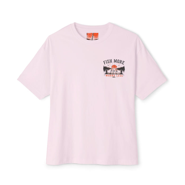 Fishing Graphic Tee — "Fish More Worry Less" Outdoorsy Casual Shirt
