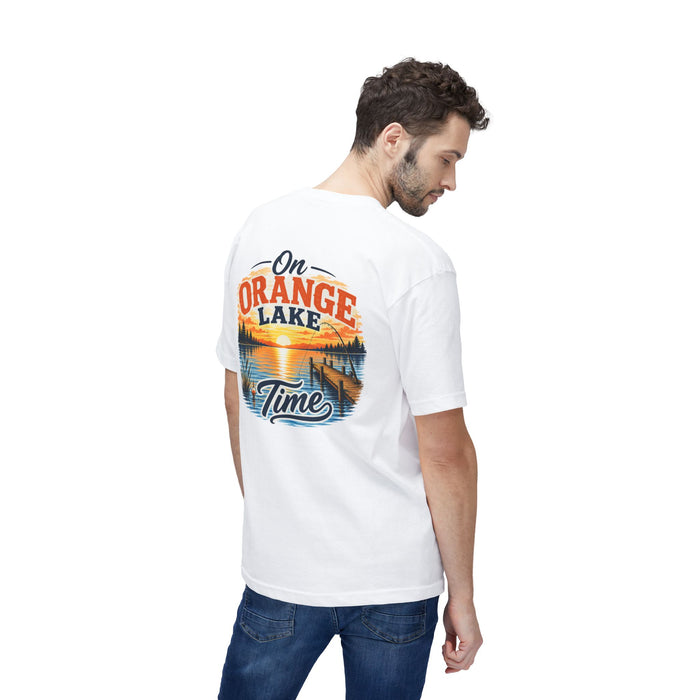 Lake T-Shirt — "On Orange Lake Time" Sunset Graphic Tee