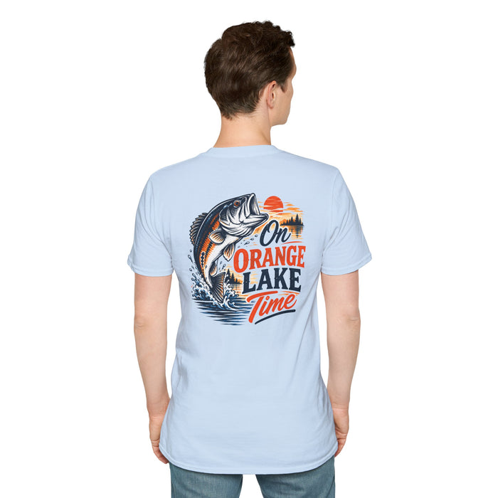 Lake Fishing T-Shirt — "On Orange Lake Time" Graphic Tee