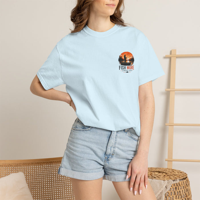 Fish More Stress Less Shirt – Sunset Fishing Tee