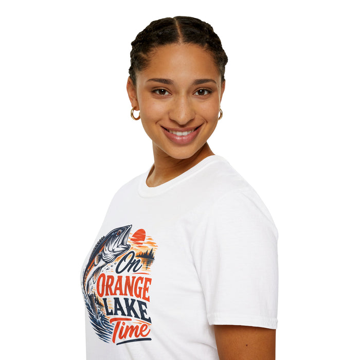 Fishing T-Shirt — "On Orange Lake Time" Bass Graphic Tee