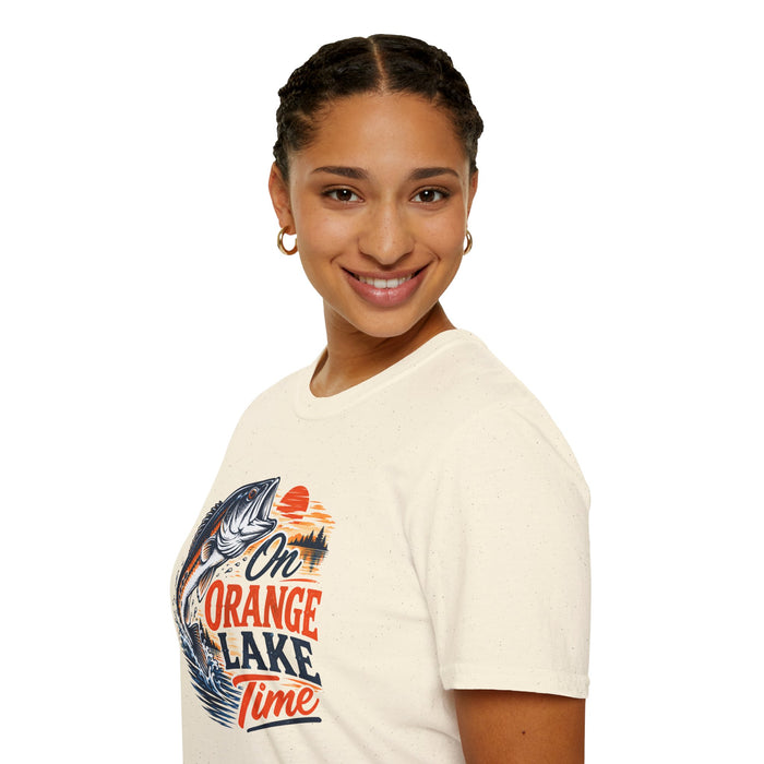 Fishing T-Shirt — "On Orange Lake Time" Bass Graphic Tee