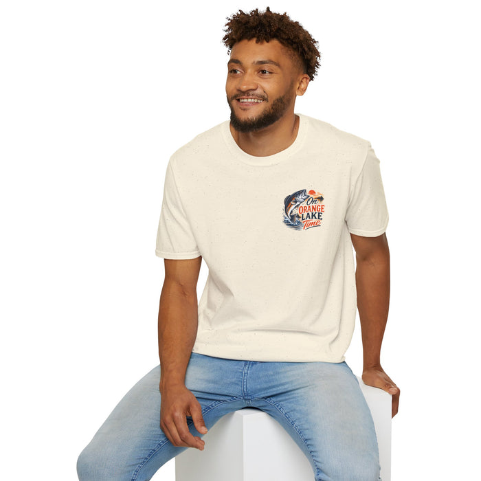 Lake Fishing T-Shirt — "On Orange Lake Time" Graphic Tee