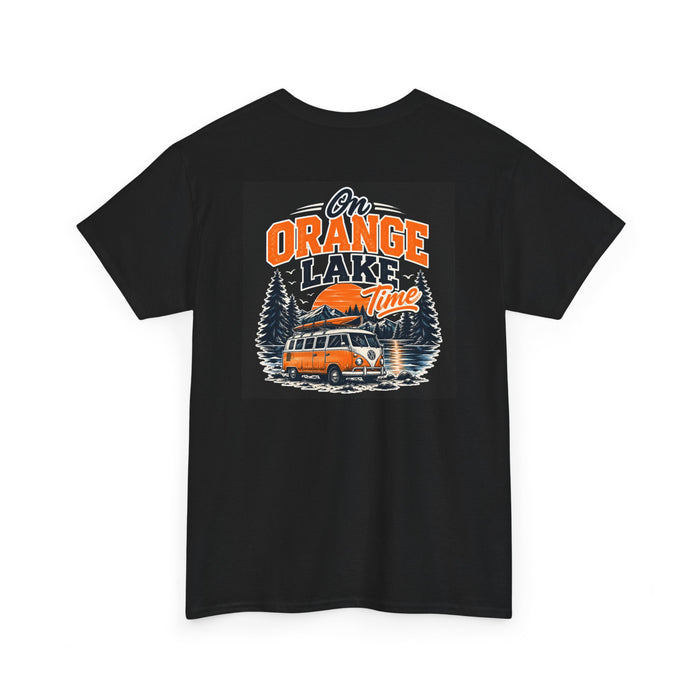 Vintage Camper T-Shirt — "On Orange Lake" Retro Van Tee