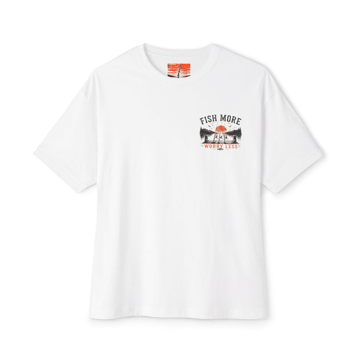 Fishing Graphic Tee — "Fish More Worry Less" Outdoorsy Casual Shirt