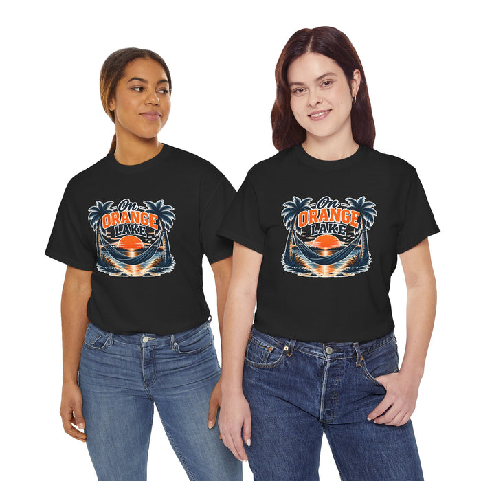 On Orange Lake Sunset T-Shirt — Tropical Palm Beach Vacation Tee