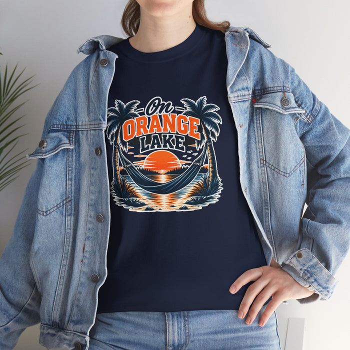 On Orange Lake Sunset T-Shirt — Tropical Palm Beach Vacation Tee
