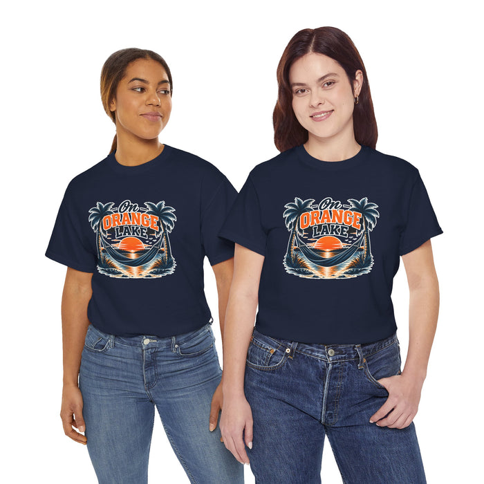 On Orange Lake Sunset T-Shirt — Tropical Palm Beach Vacation Tee