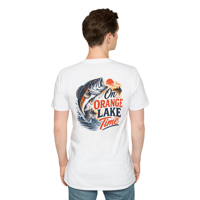 Lake Fishing T-Shirt — "On Orange Lake Time" Graphic Tee