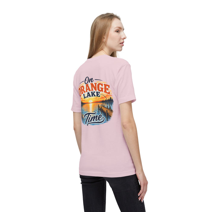 Lake T-Shirt — "On Orange Lake Time" Sunset Graphic Tee