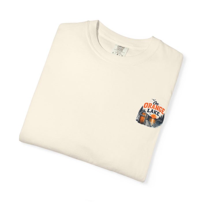 On Orange Lake T-Shirt — Retro Lake Sunset Graphic Tee