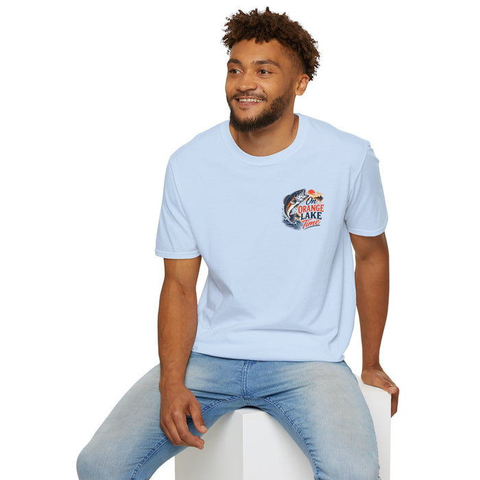 Lake Fishing T-Shirt — "On Orange Lake Time" Graphic Tee