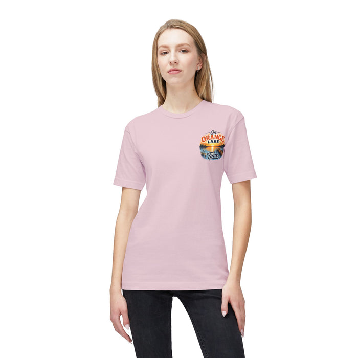 Lake T-Shirt — "On Orange Lake Time" Sunset Graphic Tee