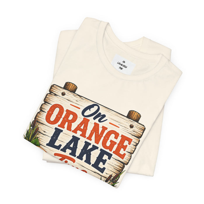On Orange Lake Time T‑Shirt — Vintage Lakeside Orange Slice Tee