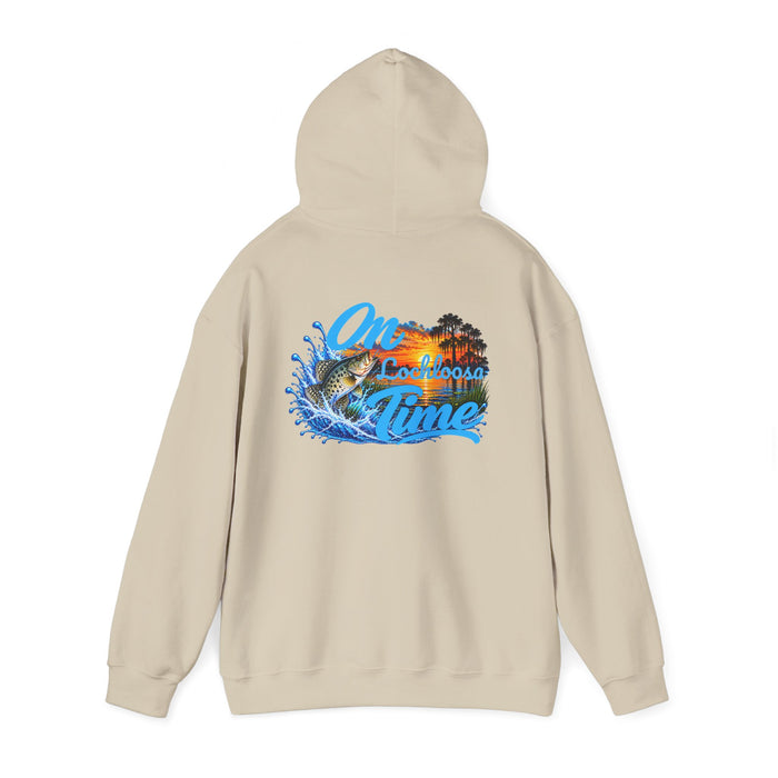 Hoodie — "On [Your Lake] Time" Personalized Sunset Crappie (Back Design)