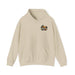 On Lochloosa Time hoodie, front view with small chest logo, in Sand