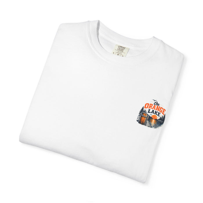 On Orange Lake T-Shirt — Retro Lake Sunset Graphic Tee