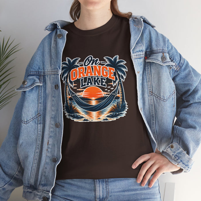 On Orange Lake Sunset T-Shirt — Tropical Palm Beach Vacation Tee