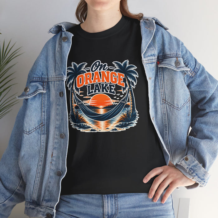 On Orange Lake Sunset T-Shirt — Tropical Palm Beach Vacation Tee