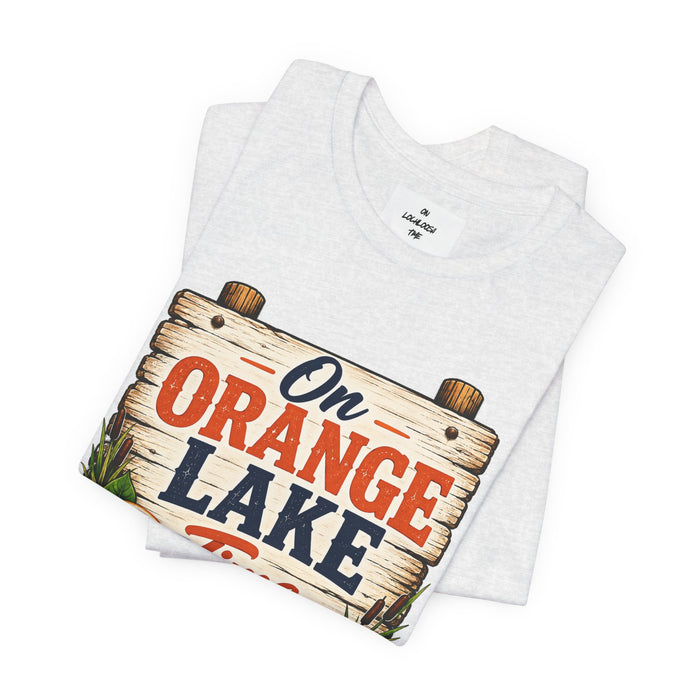 On Orange Lake Time T‑Shirt — Vintage Lakeside Orange Slice Tee
