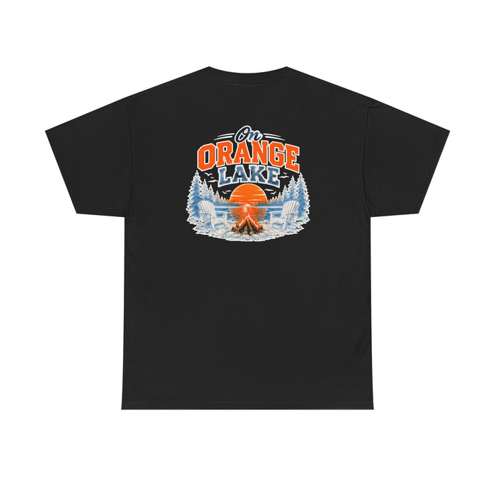 Lakefront Camping T-Shirt — "On Orange Lake" Vintage Sunset Tee