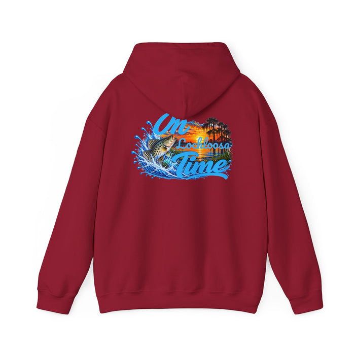 Hoodie — "On [Your Lake] Time" Personalized Sunset Crappie (Back Design)