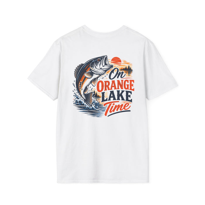 Lake Fishing T-Shirt — "On Orange Lake Time" Graphic Tee