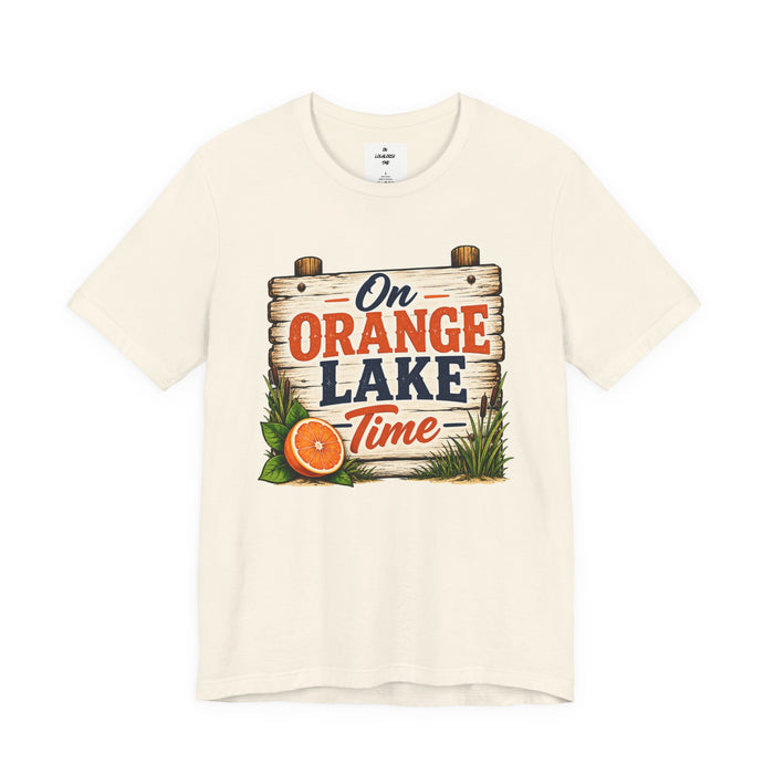 On Orange Lake Time T‑Shirt — Vintage Lakeside Orange Slice Tee