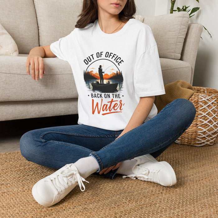 fishing t-shirt out of office — “Out of Office, Back on the Water”