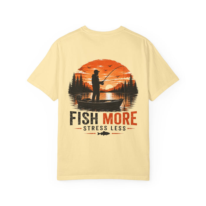 Fish More Stress Less Shirt – Sunset Fishing Tee