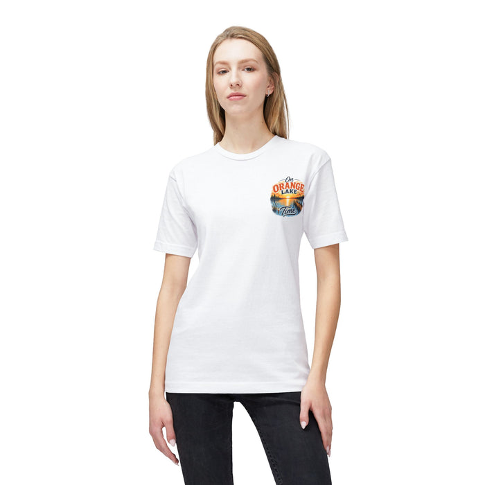 Lake T-Shirt — "On Orange Lake Time" Sunset Graphic Tee