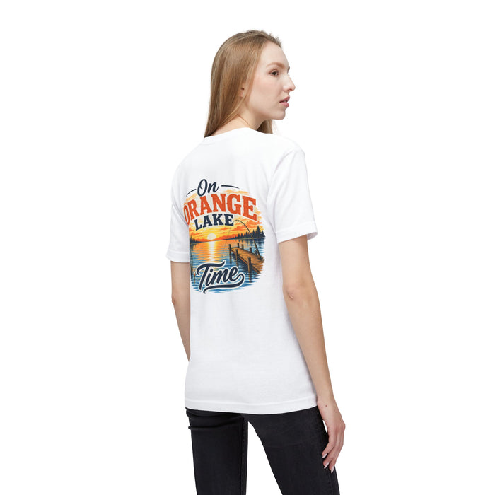 Lake T-Shirt — "On Orange Lake Time" Sunset Graphic Tee