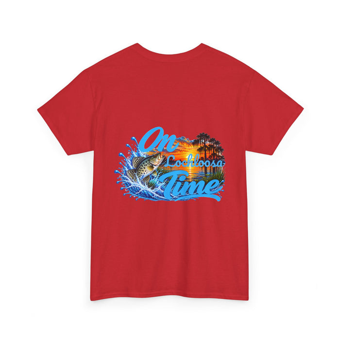 T-Shirt — “On [ Your Lake ] Time” Personalized Sunset Crappie (Back Design)