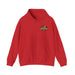 On Lochloosa Time hoodie, front view with small chest logo, in Red