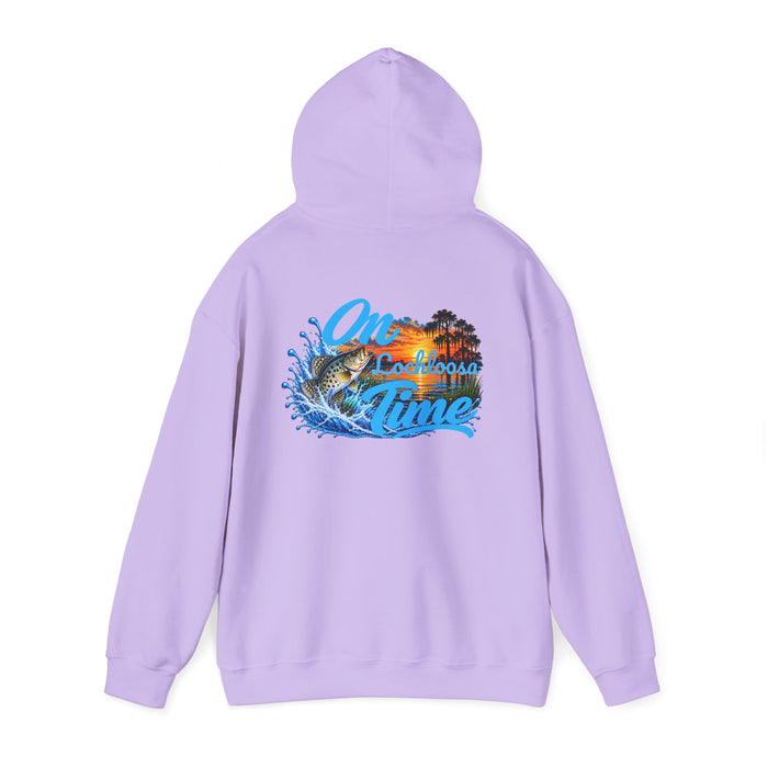 Hoodie — "On [Your Lake] Time" Personalized Sunset Crappie (Back Design)
