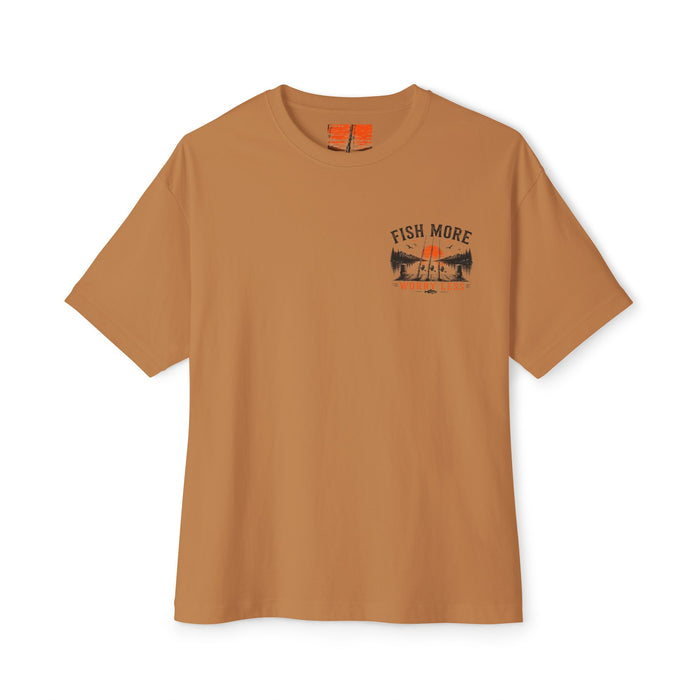 Fishing Graphic Tee — "Fish More Worry Less" Outdoorsy Casual Shirt