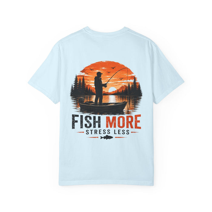 Fish More Stress Less Shirt – Sunset Fishing Tee