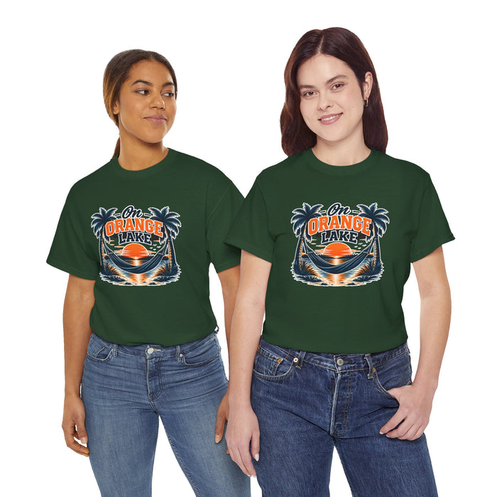 On Orange Lake Sunset T-Shirt — Tropical Palm Beach Vacation Tee
