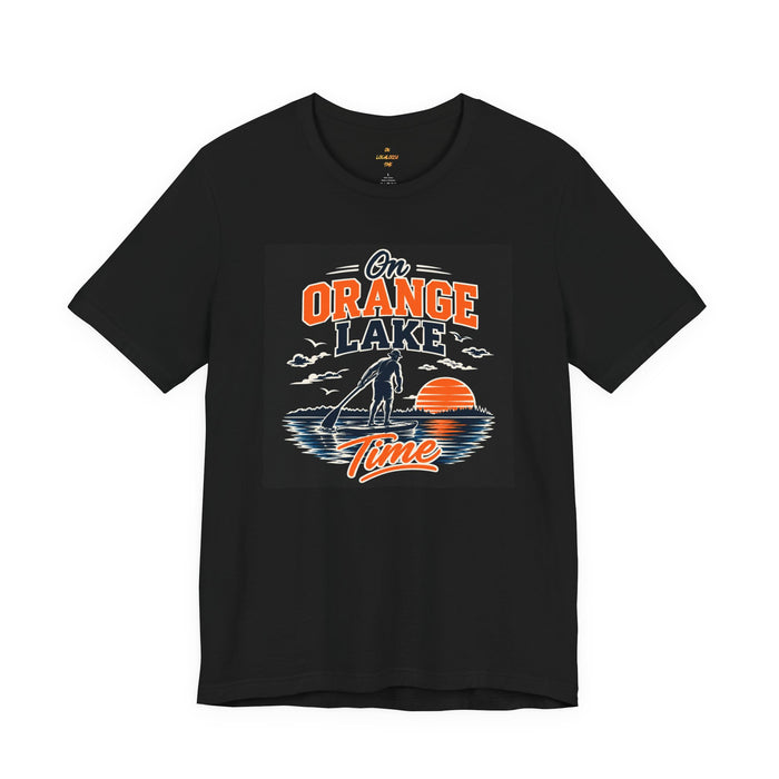 On Orange Lake Time T-Shirt — Retro Fishing Sunset Tee