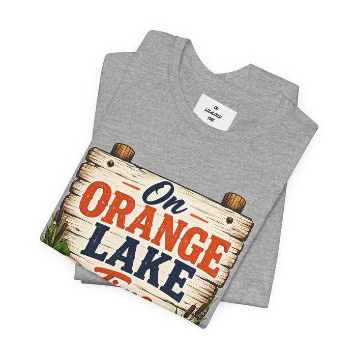 On Orange Lake Time T‑Shirt — Vintage Lakeside Orange Slice Tee