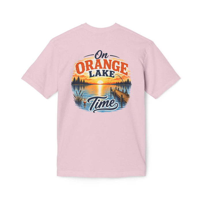 Lake T-Shirt — "On Orange Lake Time" Sunset Graphic Tee