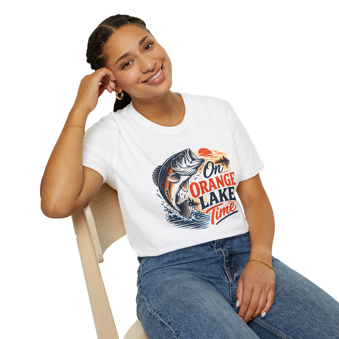 Fishing T-Shirt — "On Orange Lake Time" Bass Graphic Tee